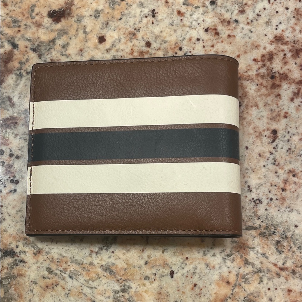 Coach Brown, White, and Black Leather Wallet - Picture 3 of 3